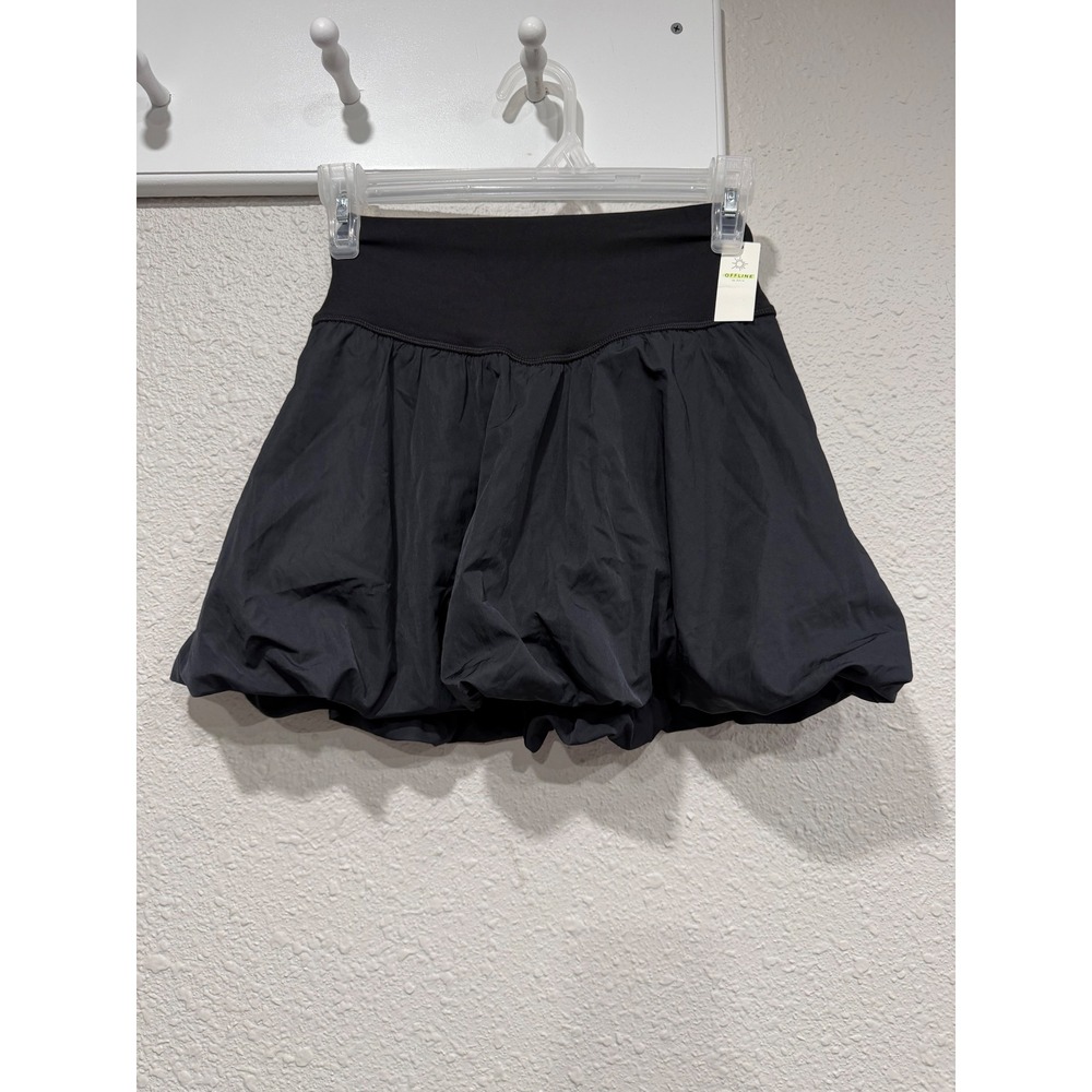 NWT OFFLINE by Aerie Real Me Bubble Skort Black Mini Skirt S Athleisure Tennis - Picture 3 of 9